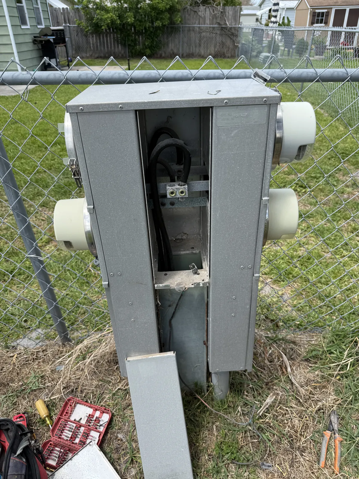 Others Electric replacing a meter pedestal enclosure on a Barefoot Bay home